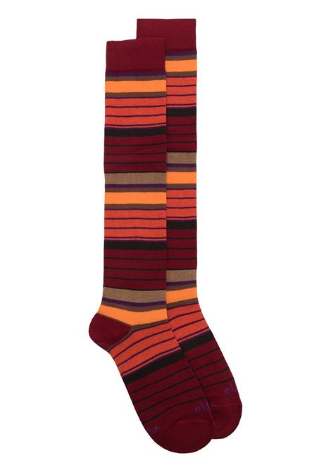 Calze di media lunghezza a righe in cotone elasticizzato rosso multicolore ALTEA | 206804004