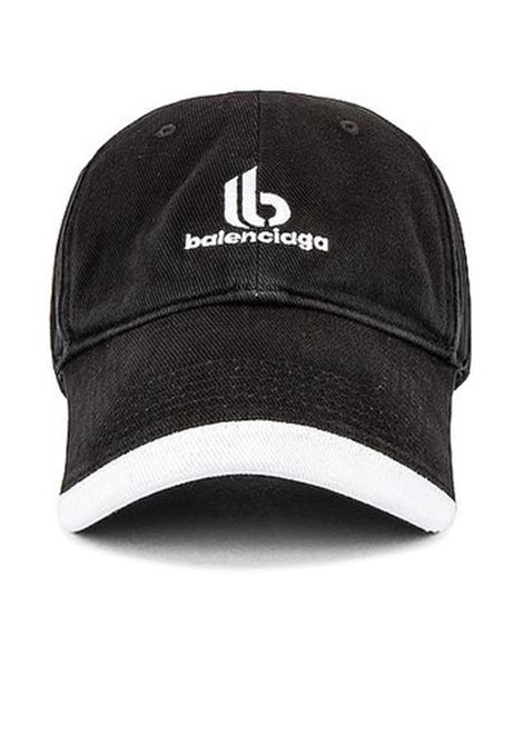 cappello in denin di cotone nero con logo Balenciaga bianco BALENCIAGA | 673323-410B20107