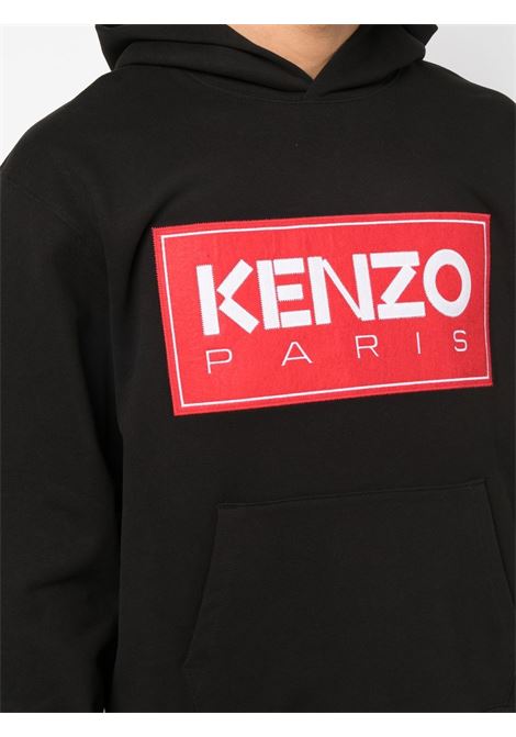 felpa con cappuccio nera in cotone con logo Kenzo rosso KENZO | 5SW4174ME99J