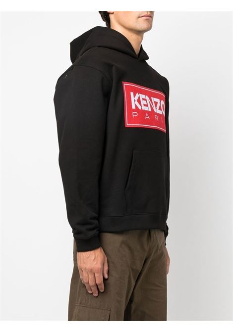 felpa con cappuccio nera in cotone con logo Kenzo rosso KENZO | 5SW4174ME99J