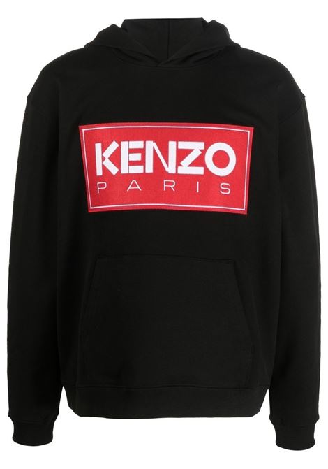 felpa con cappuccio nera in cotone con logo Kenzo rosso KENZO | 5SW4174ME99J