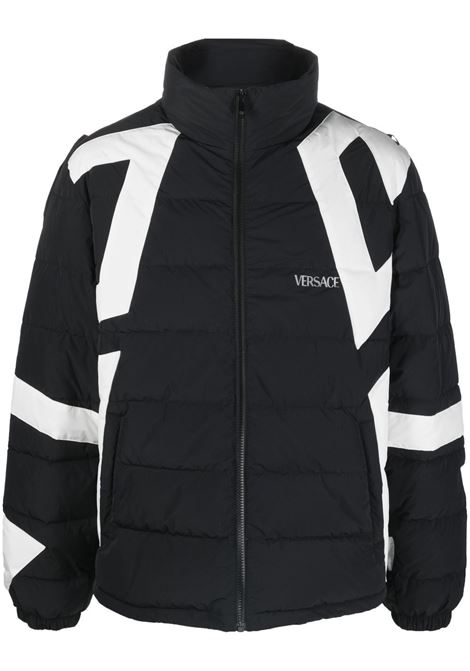 piumino imbottito nero con stampa La Greca VERSACE | 1006427-1A041272B020