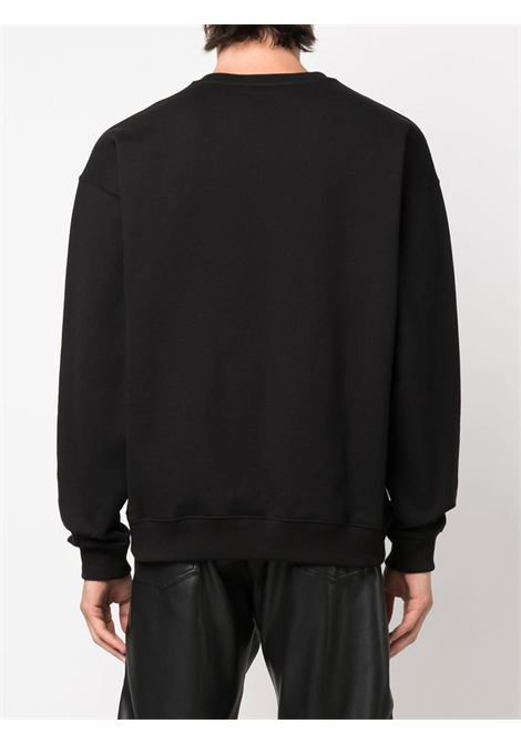 felpa girocollo in cotone nero con logo Versace ricamato VERSACE | 1006502-1A045111B000