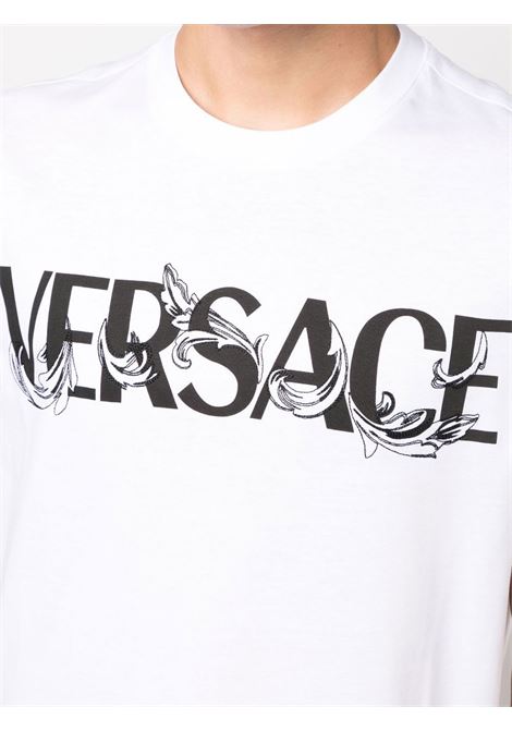 T-shirt bianca a maniche corte con logo Versace nero VERSACE | 1006974-1A049491W010