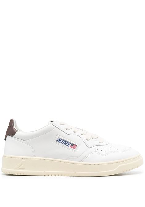 white and brown leather Medalist low-top leather sneakers AUTRY | AULM-LL53WHT/BROWN