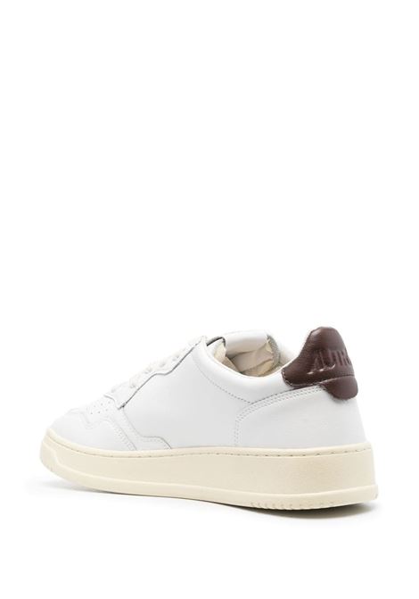 white and brown leather Medalist low-top leather sneakers AUTRY | AULM-LL53WHT/BROWN