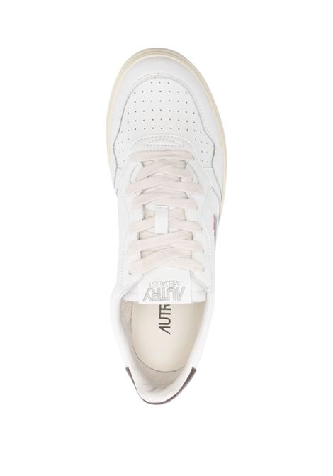 white and brown leather Medalist low-top leather sneakers AUTRY | AULM-LL53WHT/BROWN
