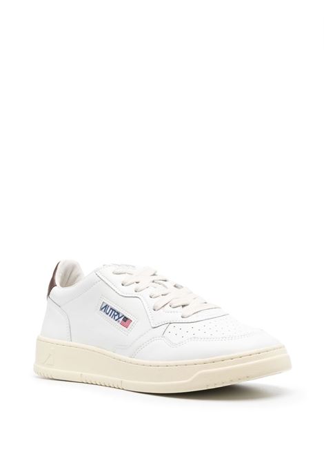 white and brown leather Medalist low-top leather sneakers AUTRY | AULM-LL53WHT/BROWN
