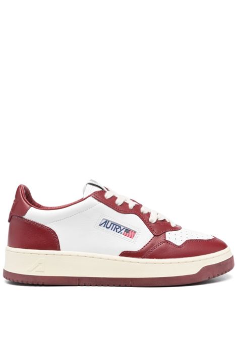 dark red and white calf leather low-top sneakers  AUTRY | AULM-WB35WHT/SYRAH