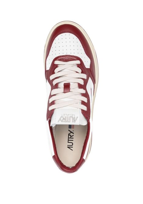 dark red and white calf leather low-top sneakers  AUTRY | AULM-WB35WHT/SYRAH