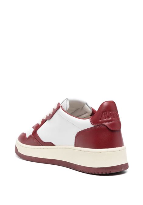 dark red and white calf leather low-top sneakers  AUTRY | AULM-WB35WHT/SYRAH