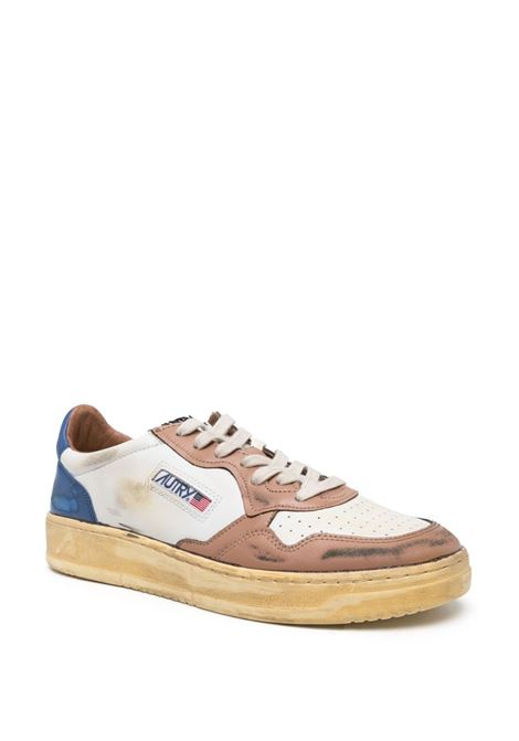 white multicolored calf leather Super Vintage low-top sneakers  AUTRY | AVLM-SV21WHT/CAFE/BLUE