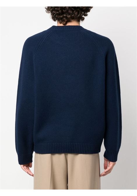 Maglione in lana blu navy con logo Target ricamato e logo Kenzo KENZO | FD65PU4103BC77