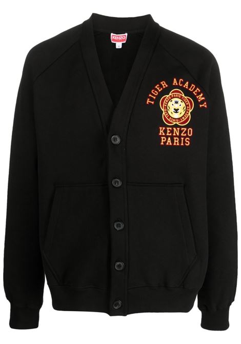 cardigan nero in cotone con logo Kenzo ricamato in petto KENZO | FD65SW0854ME99J