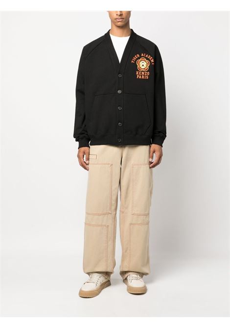 cardigan nero in cotone con logo Kenzo ricamato in petto KENZO | FD65SW0854ME99J