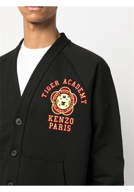 cardigan nero in cotone con logo Kenzo ricamato in petto KENZO | FD65SW0854ME99J