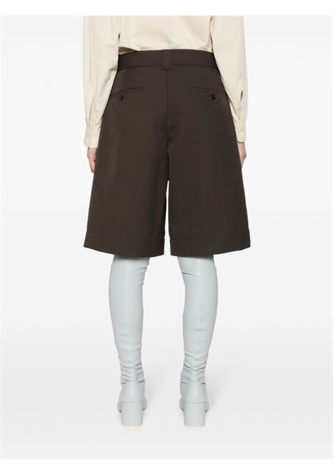 Bermuda a gamba larga in lana e cotone color cioccolato LEMAIRE | PA1061-LF483BR449