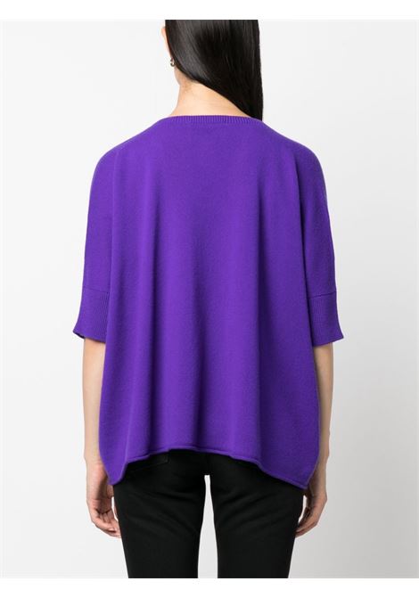 maglia viola Vicky in cashmere con girocollo VANISE' | V26610-VICKYPURPLE