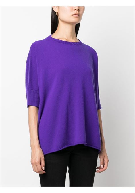 maglia viola Vicky in cashmere con girocollo VANISE' | V26610-VICKYPURPLE