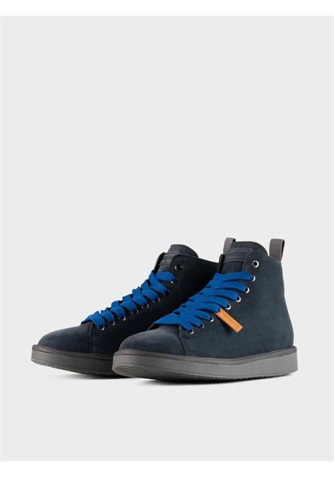 Cobalt blue suede P01  boots with electric blue wide weave laces PANCHIC | P01M007-00342096