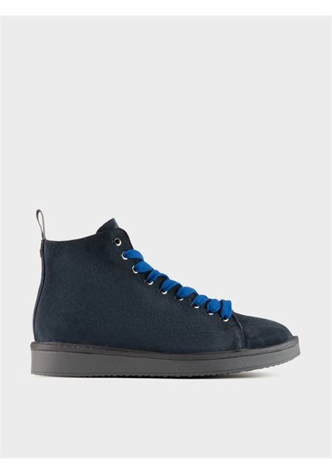 Cobalt blue suede P01  boots with electric blue wide weave laces PANCHIC | P01M007-00342096