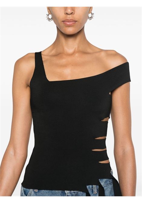 Black asymmetrical cut-out top MUGLER | 24F2TO074811161999