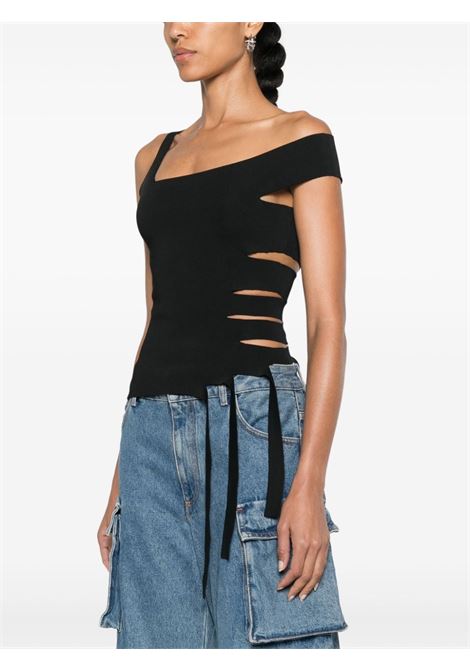 Black asymmetrical cut-out top MUGLER | 24F2TO074811161999