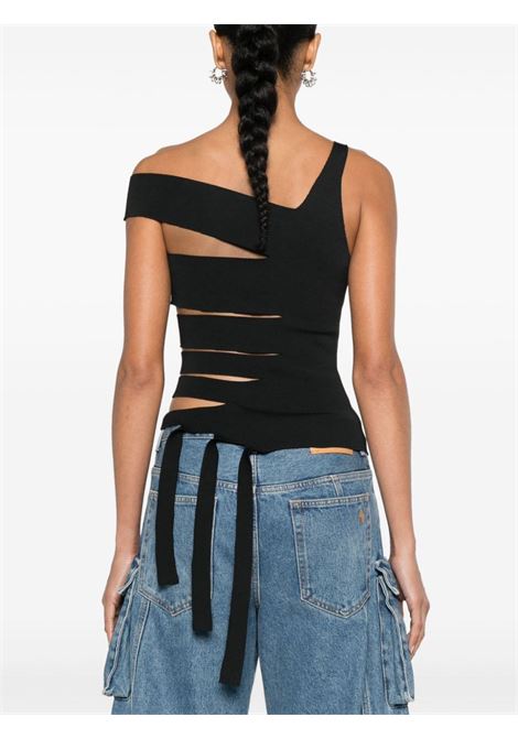 Black asymmetrical cut-out top MUGLER | 24F2TO074811161999