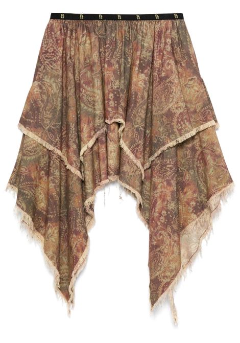 Gonna in velluto a coste paisley marrone R13 | R13WR316R437B