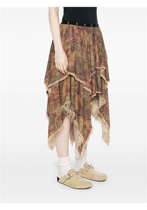 Gonna in velluto a coste paisley marrone R13 | R13WR316R437B