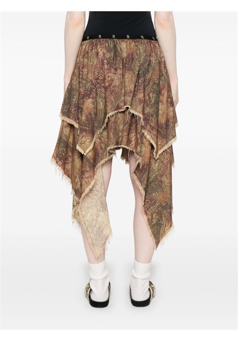 Gonna in velluto a coste paisley marrone R13 | R13WR316R437B