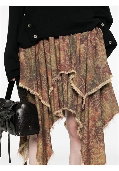 Gonna in velluto a coste paisley marrone R13 | R13WR316R437B