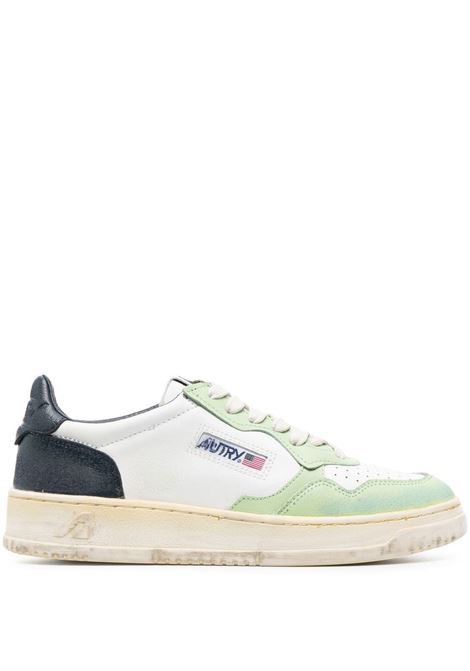 Sneakers basse Medalist in pelle di vitello bianca, blu e verde AUTRY | AVLW-SV18WHT/NIL/BLUE