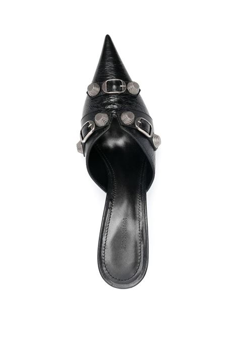 sandalo mules a punta Cagole 80mm in pelle di vitello nera BALENCIAGA | 714253-WAD4E1081