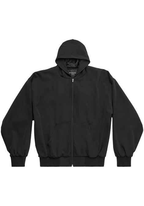 felpa nera in lana e cotone con cappuccio e zip BALENCIAGA | 750965-TNT391000