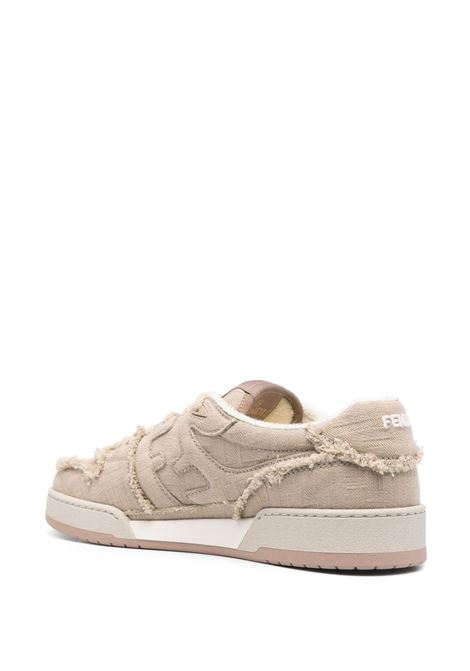 Sneakers beige in tela effetto consumato con logo FF ricamato FENDI | 7E1495-AN8LF1LQI