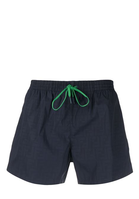 Costume da bagno blu navy e verde smeraldo con motivo FF Fendi FENDI | FXB077-AGBRF1KQT