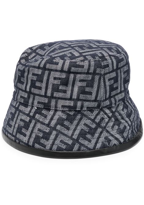 Cappello a secchiello in cotone nero e grigio con monogram FF Fendi FENDI | FXQ801-AN9HF0E3R