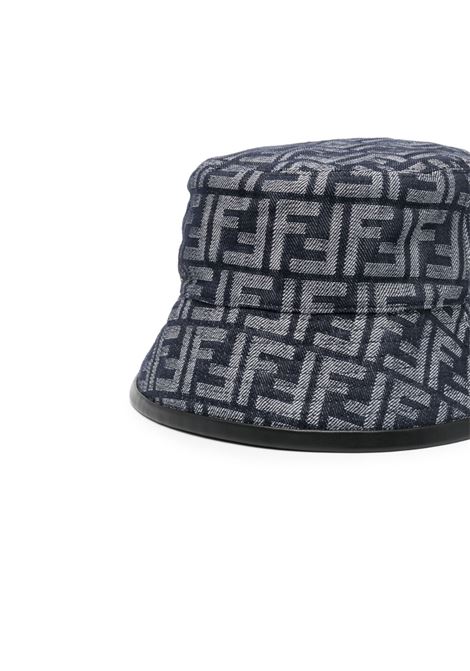 Cappello a secchiello in cotone nero e grigio con monogram FF Fendi FENDI | FXQ801-AN9HF0E3R