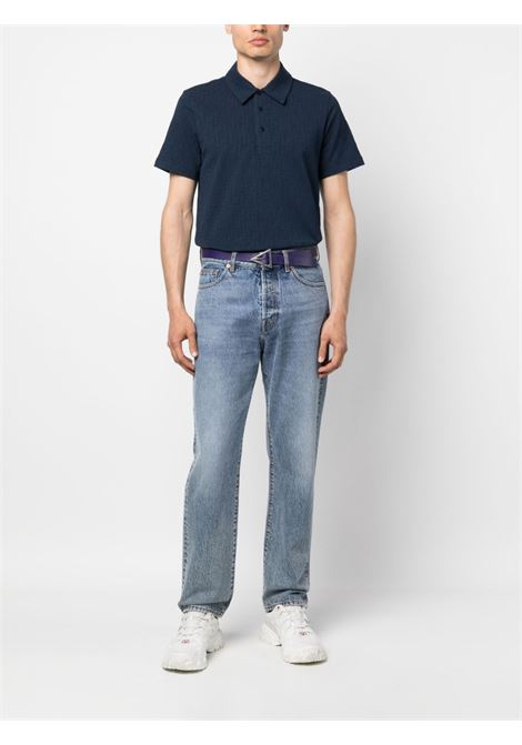 Polo blu navy  in cotone effetto spugna con logo FF Fendi FENDI | FY0985-AN1TF0QG3