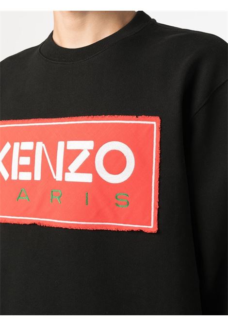 felpa nera in cotone con logo Kenzo rosso sul petto KENZO | FD55SW4474ME99J