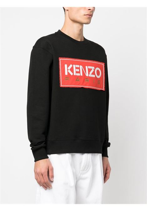 felpa nera in cotone con logo Kenzo rosso sul petto KENZO | FD55SW4474ME99J