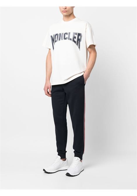 Pantaloni sportivi con patch logo Moncler in cotone blu notte MONCLER | 8H000-30-V8162778