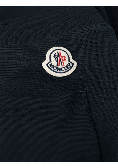 Pantaloni sportivi con patch logo Moncler in cotone blu notte MONCLER | 8H000-30-V8162778