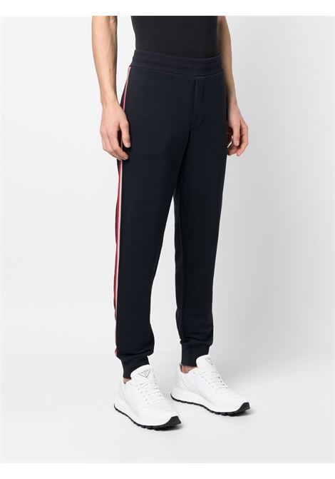 Pantaloni sportivi con patch logo Moncler in cotone blu notte MONCLER | 8H000-30-V8162778