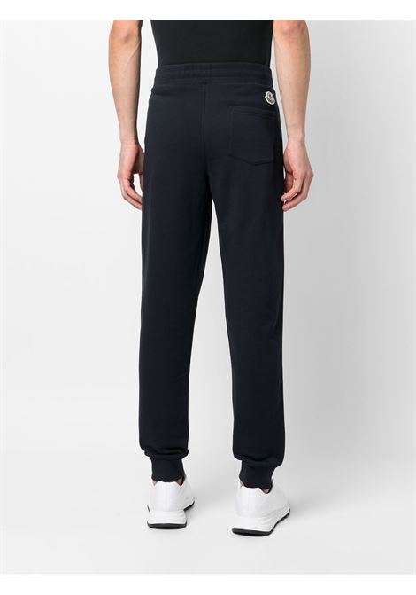 Pantaloni sportivi con patch logo Moncler in cotone blu notte MONCLER | 8H000-30-V8162778