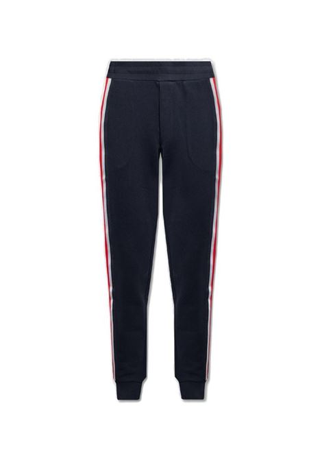 Pantaloni sportivi con patch logo Moncler in cotone blu notte MONCLER | 8H000-30-V8162778