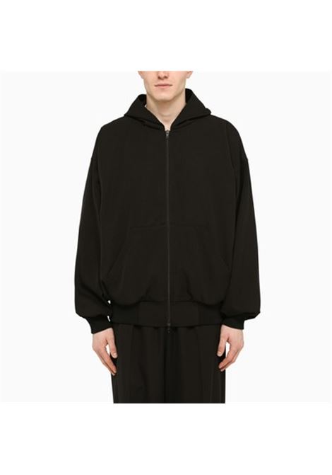 felpa nera in lana e cotone con cappuccio e zip BALENCIAGA | 750965-TNT391000
