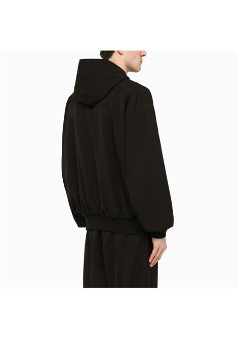 felpa nera in lana e cotone con cappuccio e zip BALENCIAGA | 750965-TNT391000