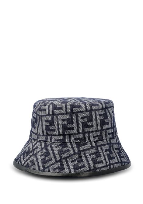 Cappello a secchiello in cotone nero e grigio con monogram FF Fendi FENDI | FXQ801-AN9HF0E3R
